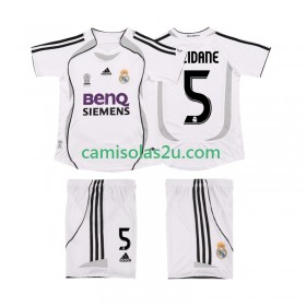 Camisolas de futebol Real Madrid ZIDANE 5 2006 2007 Retro Criança Equipamento Principal Manga Curta